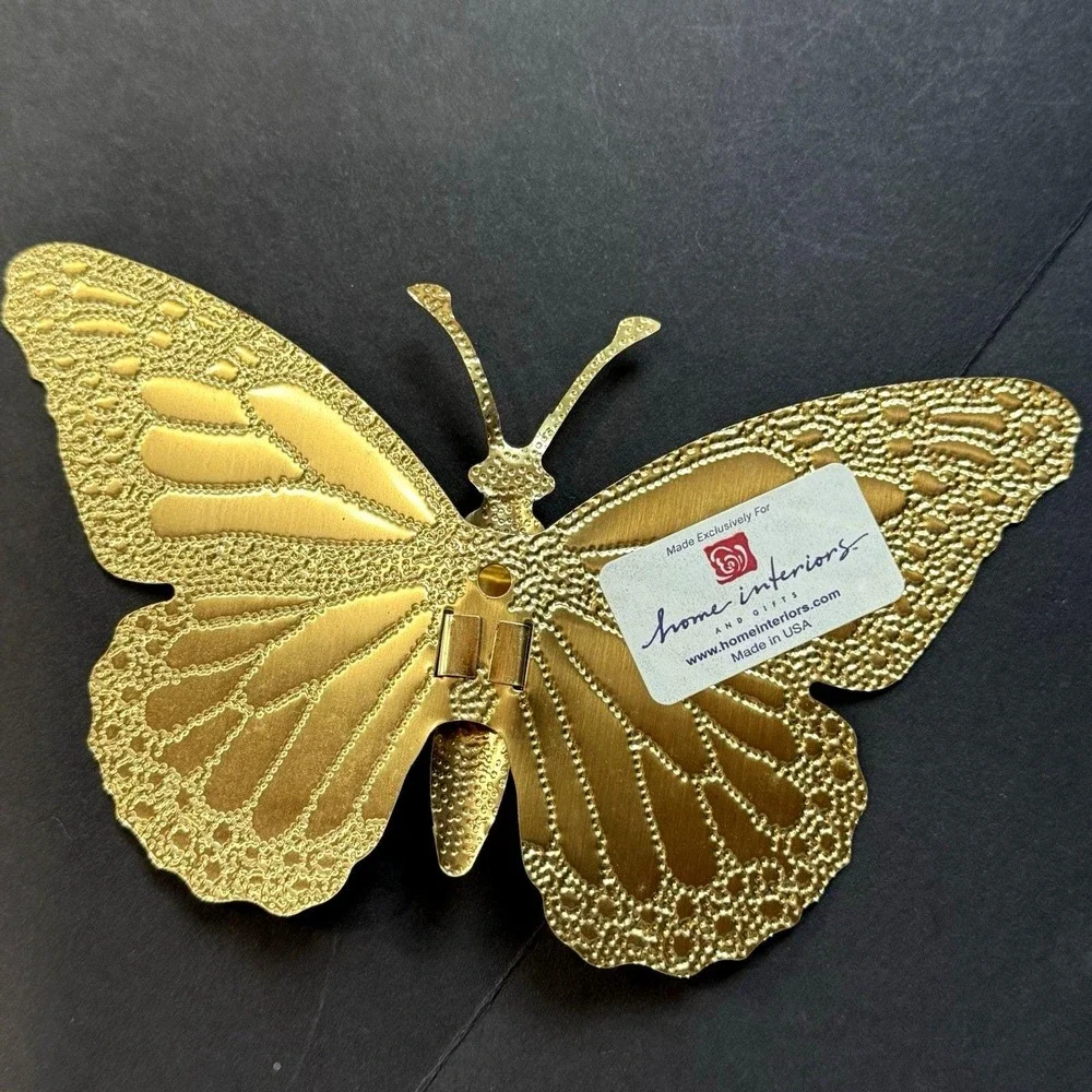 Vintage Mid Century Modern Butterfly Home Interior Metal Wall Decor Art Gold MCM